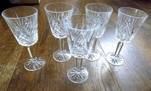 Set Lot 5 Vtg Cristal D' Arques Durand Etched Criss Cross Star Wine Glasses 6.5"